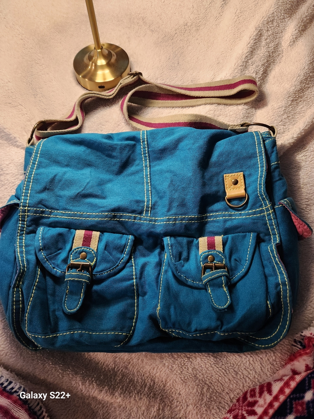 Vintage Y2K  Canvas Mess. Crossbody Bag Multi Pocket Utility Gorpcore Indie Grun
